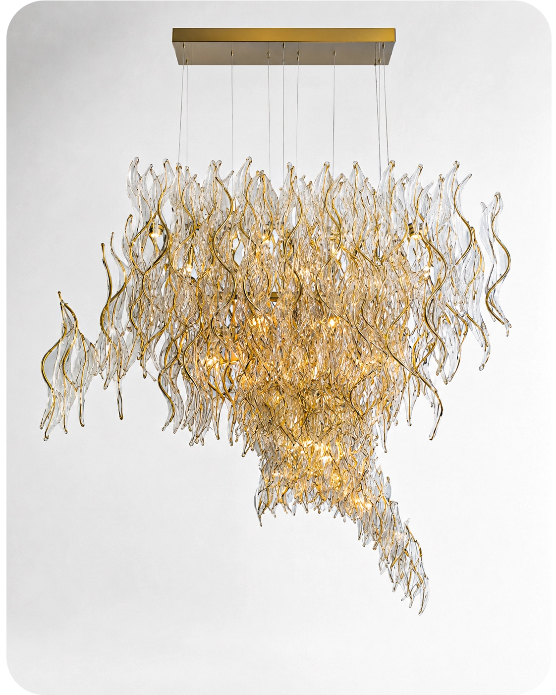 لوستر نئوکلاسیک مدل برگ بید | Willow Leaf Chandelier - تصویر 3