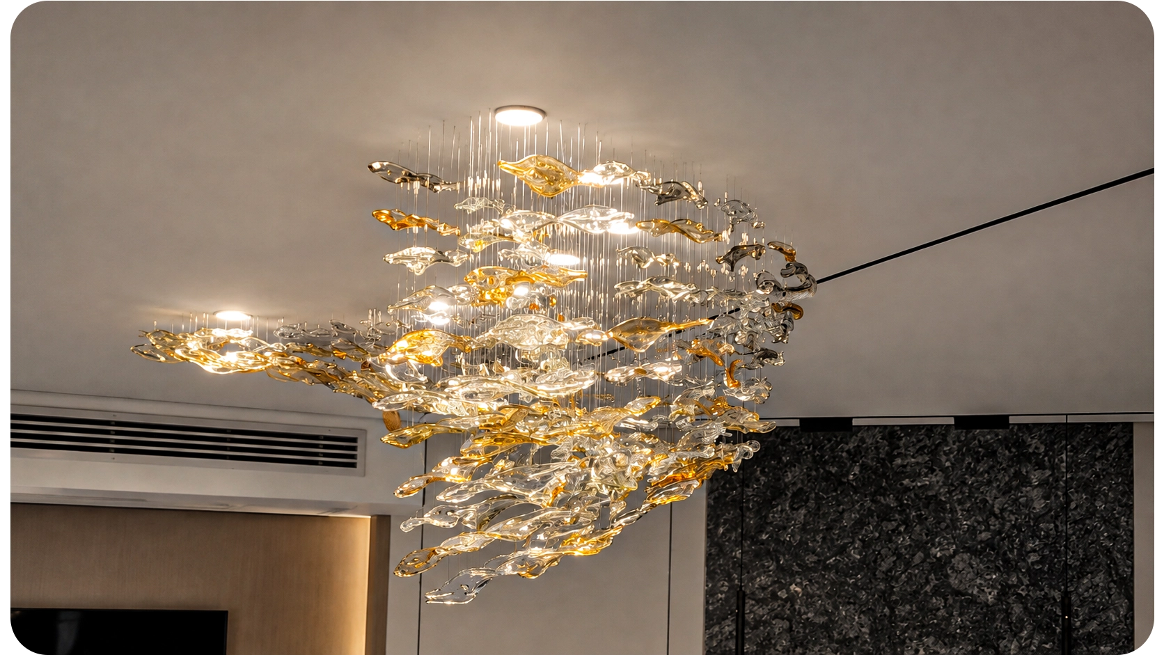 لوستر نئوکلاسیک مدل برگ بید | Willow Leaf Chandelier - تصویر 2